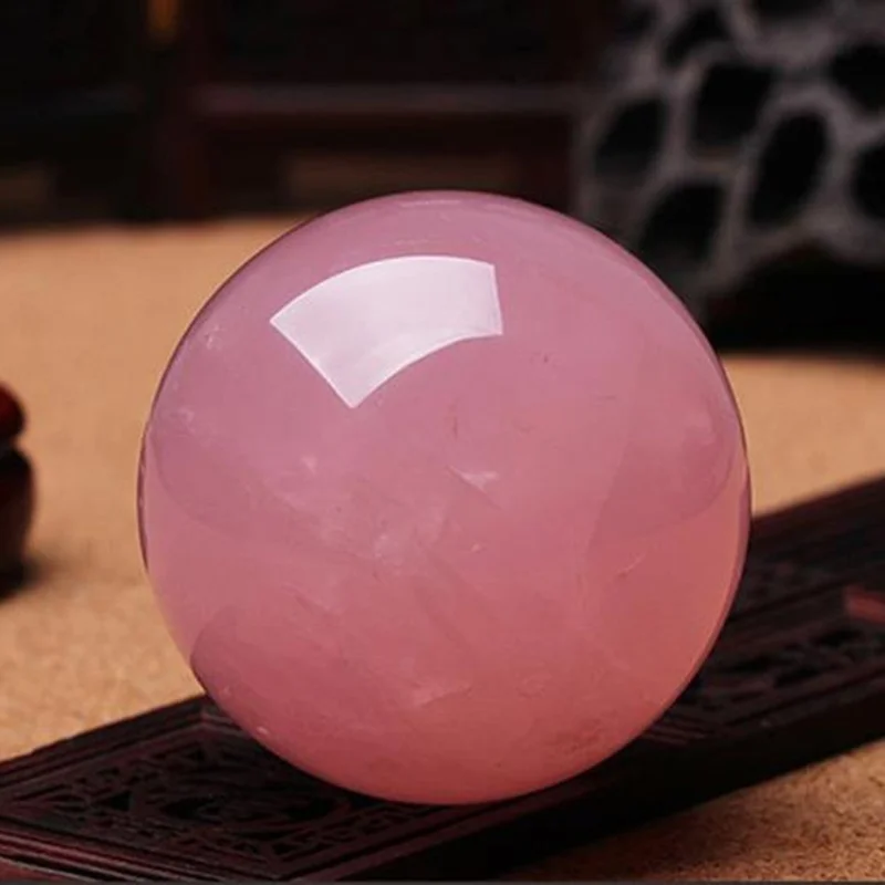 Natural Pink Rose Magic Quartz Crystal Healing Ball Reiki Decor Sphere 40MM W/ Stand