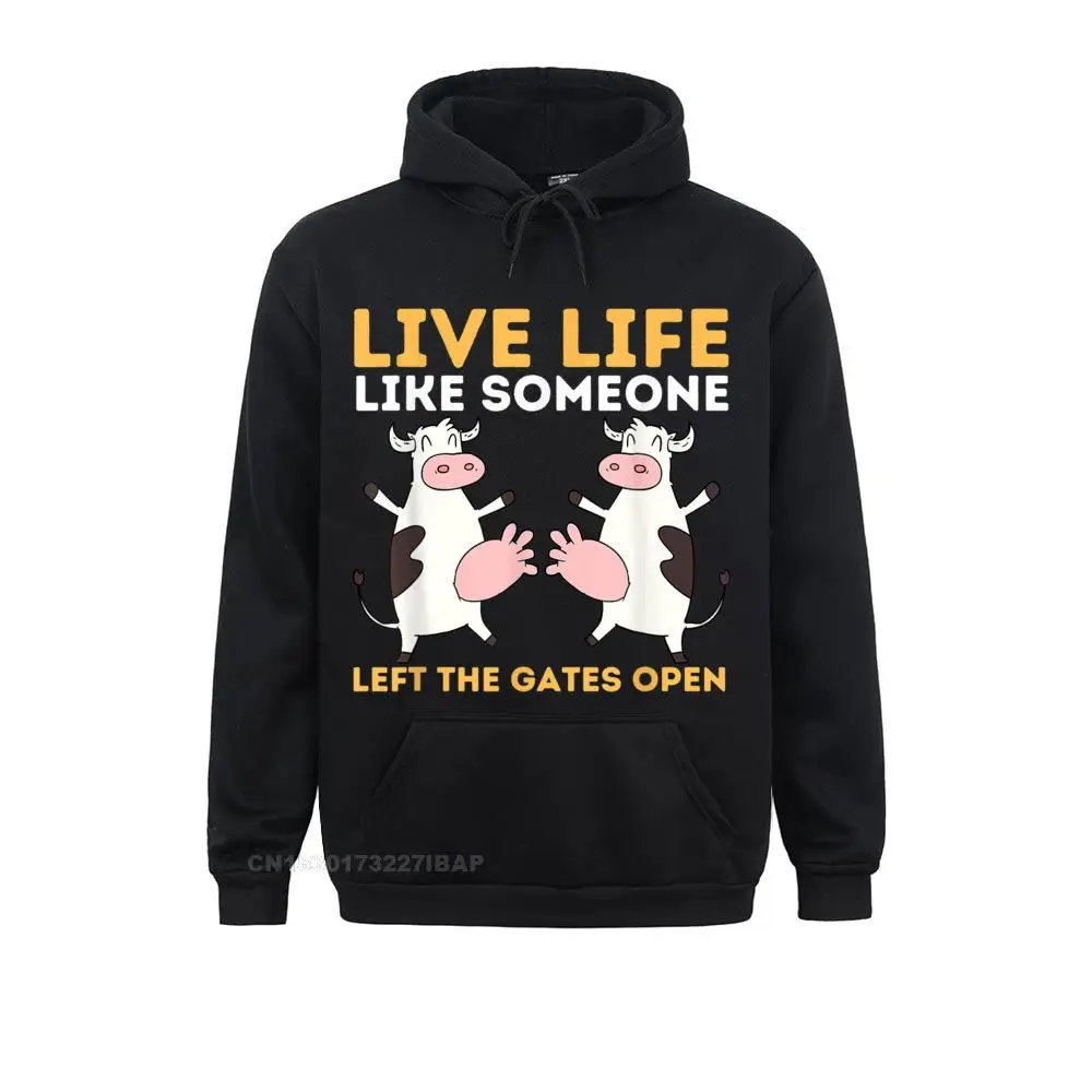 

Live Life Like Someone Left The Gate Open Cow Lover Famer Mens Coupons Hip Hop Hoodies Autumn Sweatshirts comfortable Hoods