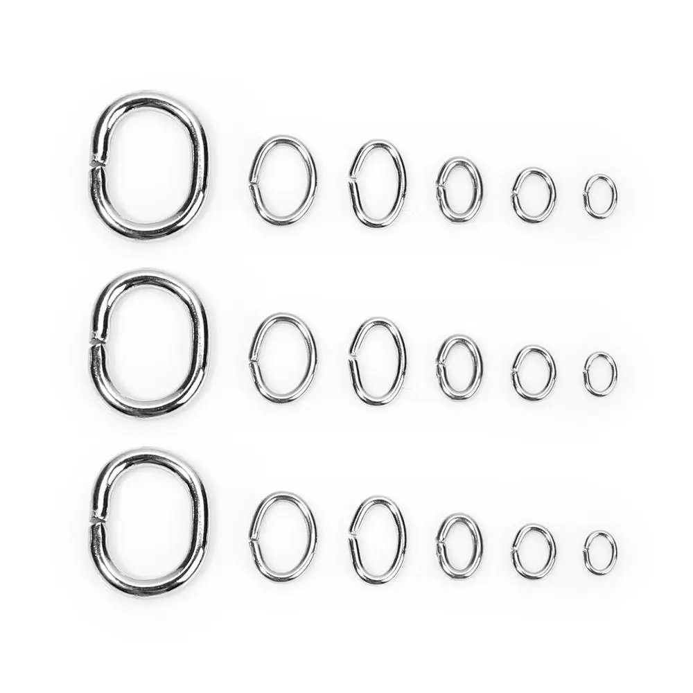 100pcs/lot Stainless steel single ring oval ring six sizes egg rings DIY D buckle D-shaped connector jewelry Making