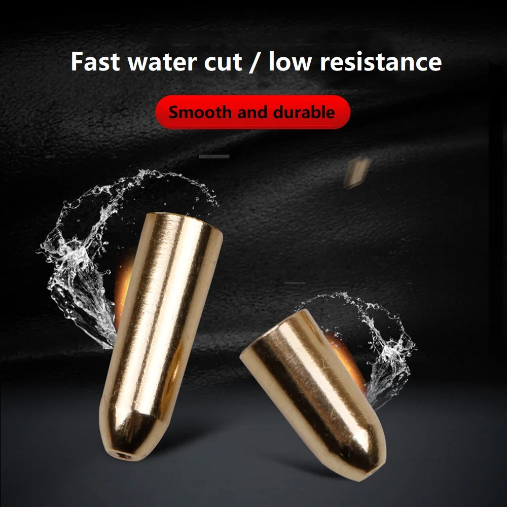 MAGBLUE 5Ppcs/Lot cylinder shape copper Fishing Bullet 1.8g 3.5g 5g 7g 10g For Fish lure Hook Texas Rig Cone Hollow Line Through