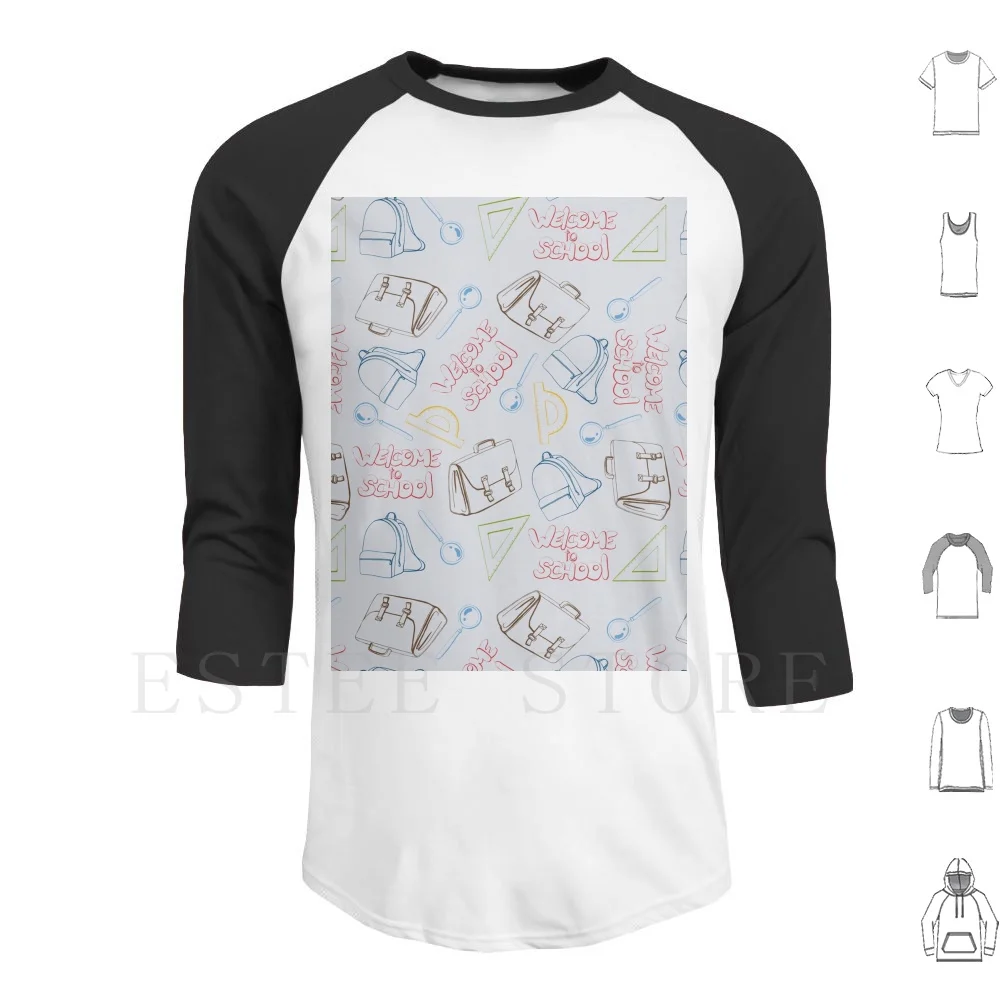 School Collection. Print With School Supplies Hoodie Long Sleeve Back To School School Once Upon A Time School Time Study