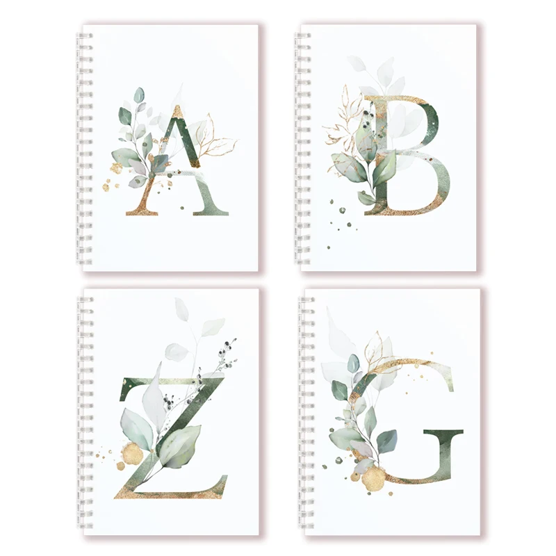 

Initial Alphabet Letters Spiral Notebook Note Book Writing Pads Majuscule Letters With Flower Decor Personality Name Art Design