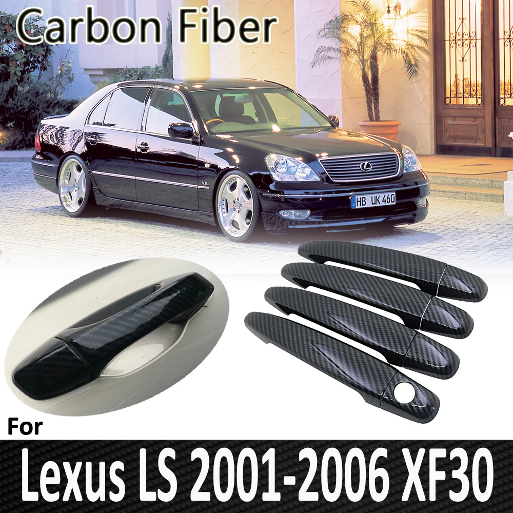 

Черное углеродное волокно для Lexus LS XF30 430 2001 ~ 2006 2002 2003 2004 2005, наклейка на дверную ручку, украшение, автомобильные аксессуары