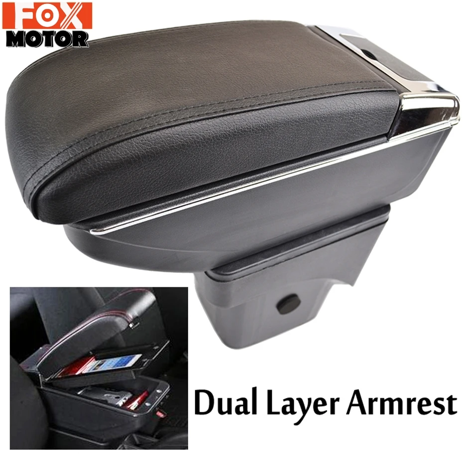 

For Ford Focus 2 MK2 2005-2011 Centre Storage Box Tray 2006 2007 2008 2009 2010 Black Leather Armrest Arm Rest Center Console