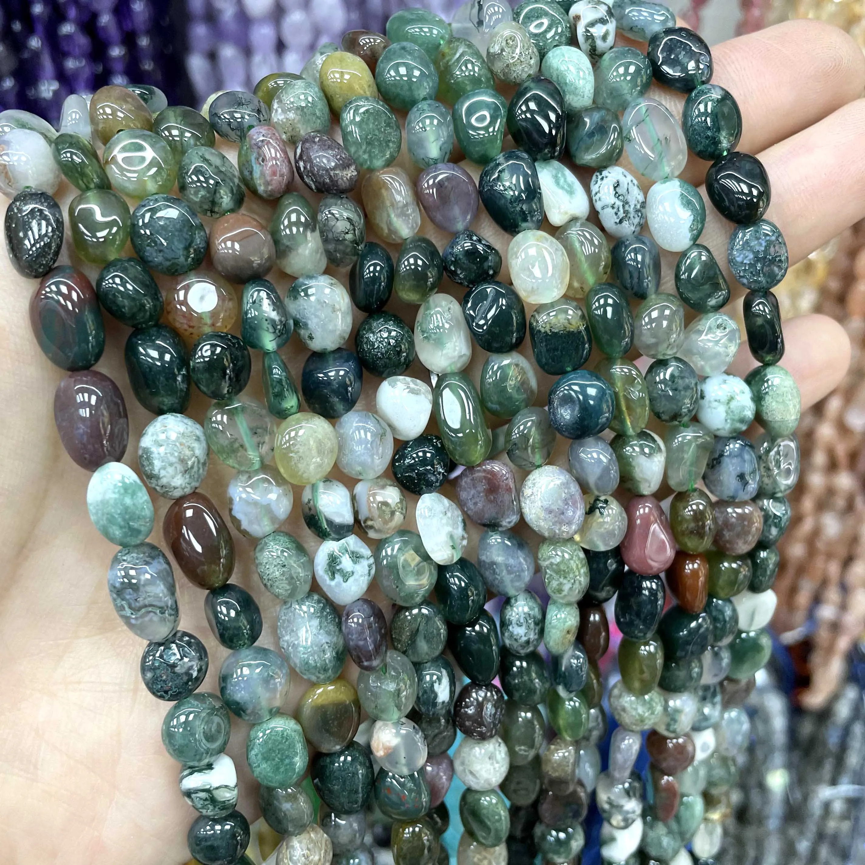5-12mm Natural India Agates Loose Spacer Stone Beads For Jewelry Making DIY Necklace Bracelet Accessories Material 15\