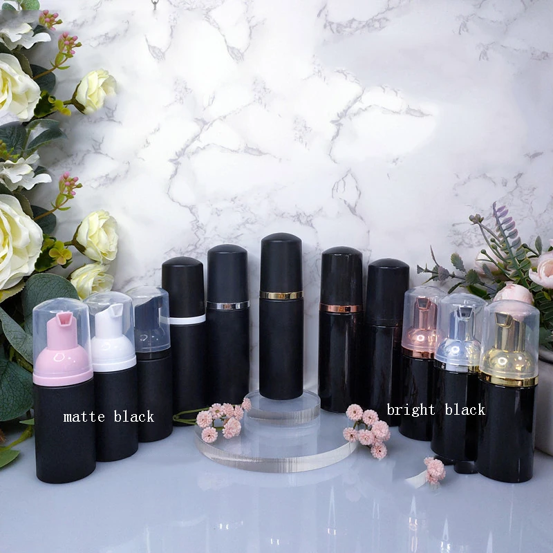 

10pcs/lot 30ml 60ml black Soap Dispenser Plastic Foamer Pump Bottle Empty Face Lashes Cleanser Frosted black Cosmetic Bottle