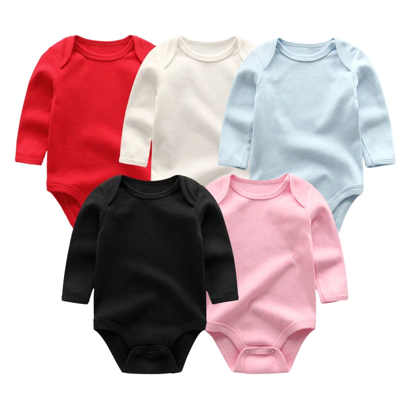 

Random 5PCS Unisex Newborn Bodysuits 0-24M Cotton Unisex Baby Girl Clothes Full Sleeve Print Baby Boy Clothes Solid Ropa Bebe