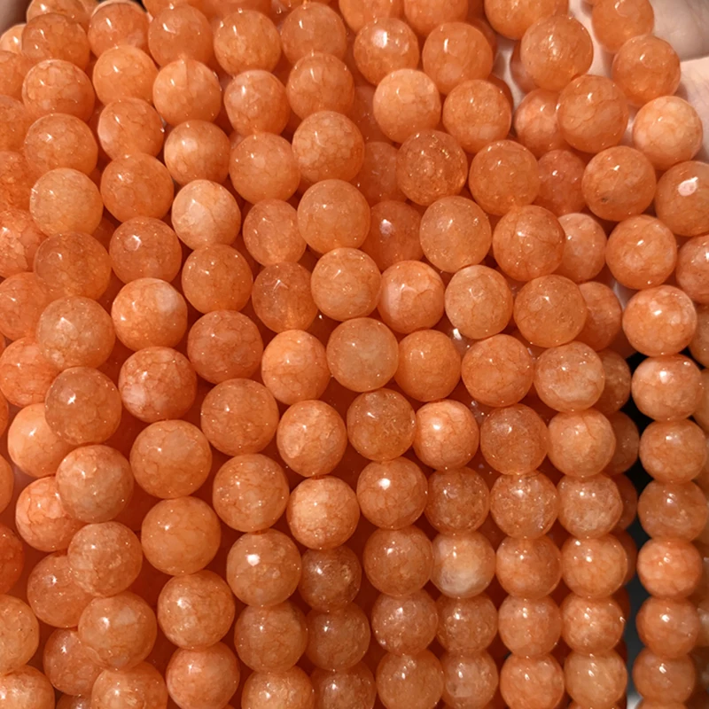 4/6/8/10/12mm Natural Faceted Orange Jades Chalcedony Stone Beads Round Loose Beads for Jewelry Making Bracelets 15\