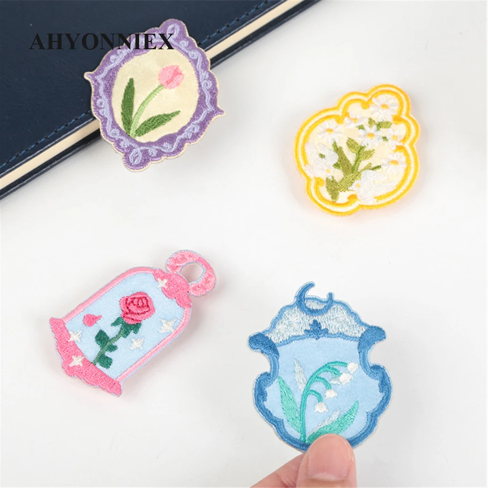 Embroidered Flower's Secret Patches Clothes Bags DIY Applique Embroidery Parches Iron On Patch for Clothes Notebooks