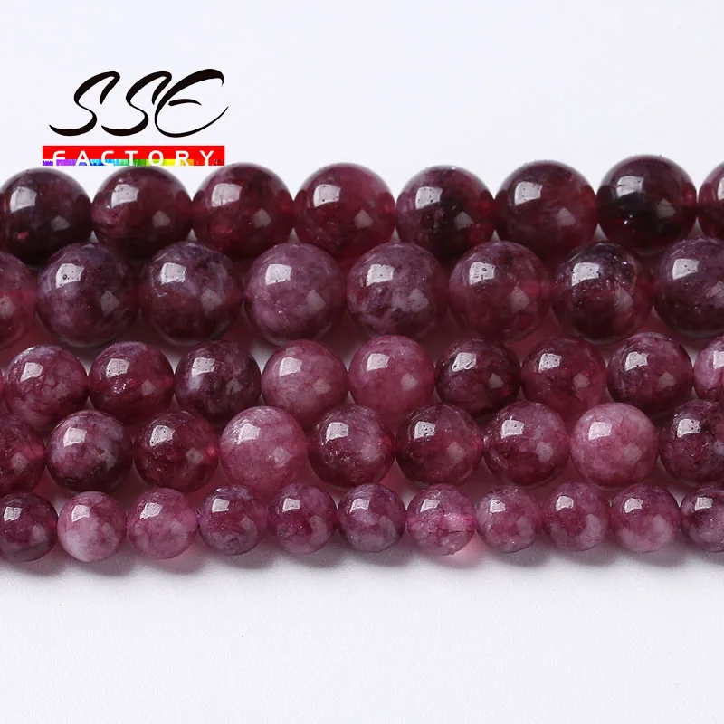 Natural Purple Lepidolit Beads Purple Angelite Stone Round Loose Beads For Jewelry Making DIY Bracelets Accessories 6 8 10mm 15\