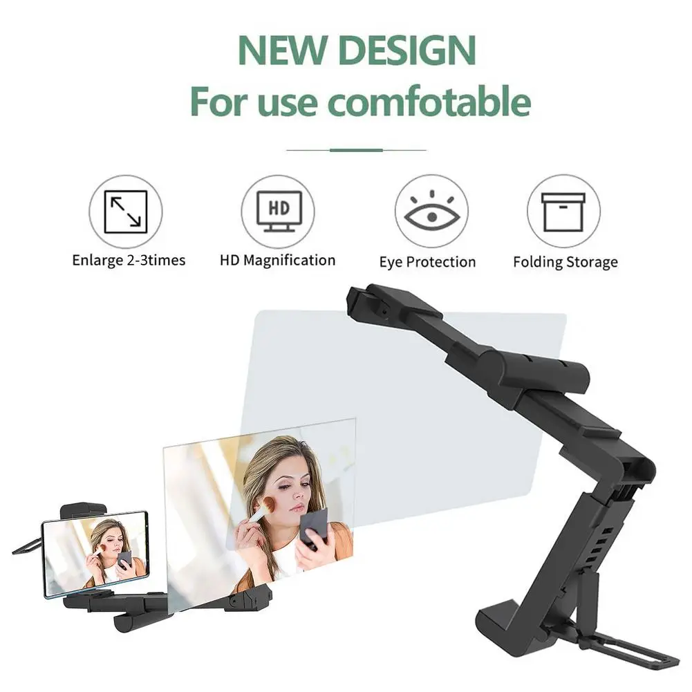10inch Video Screen Amplifier Foldable Phone Screen Magnifier Smartphone Stand HD Stand Bracket Enlarge Stand Eyes Protection