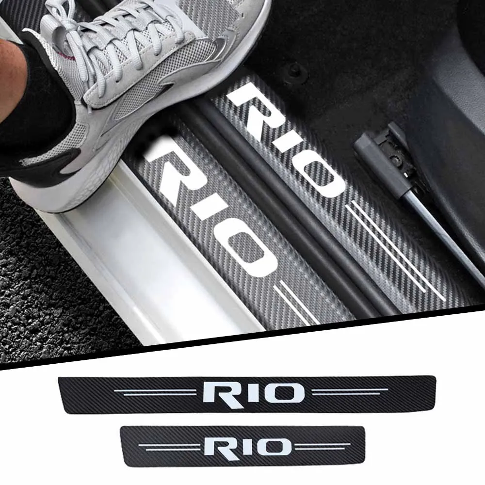 4pcs car threshold Protect Car accessories interior For KIA RIO 2 3 4 5 Xline x line Car sticker