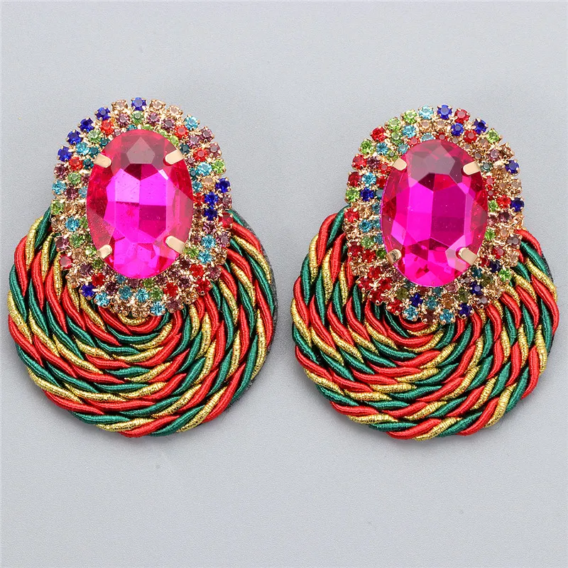 New Design Colorful Crystal Handmade Round Earrings High Quality Statement Fashion Rhinestone Jewelry Accessories For Women