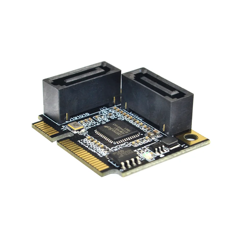 Mini PCI-E PCI Express de 2 puertos a SATA 3,0, convertidor de tarjeta de extensión de disco duro con Cable SATA para PC, ordenador, tarjetas adicionales