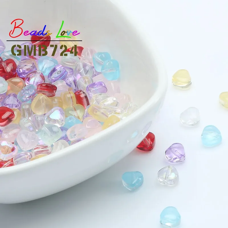 6*6mm Multicolor Love Heart Lampwork Beads Czech Glass Loose Spacer Beads for Jewelry Making Hairpin Handmade Diy Accessories