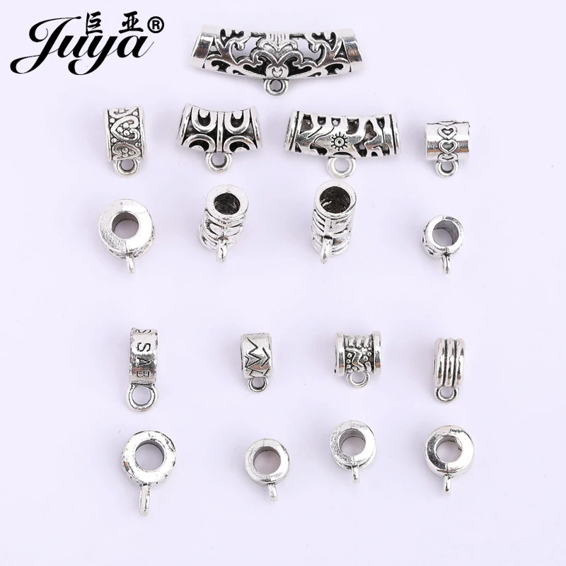 30Pcs/Lot Gold Silver Alloy Bail Beads Charms Connectors For Women Bracelets DIY Needlework Jewelry Making Accessories Supplies