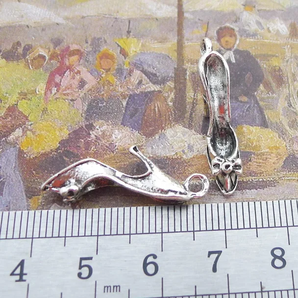 Newest 10Pieces 10*22mm Mixed Alloy Antique Silver Color High-heeled Shoes Charms Pendant Accessory For DIY Jewelry Making