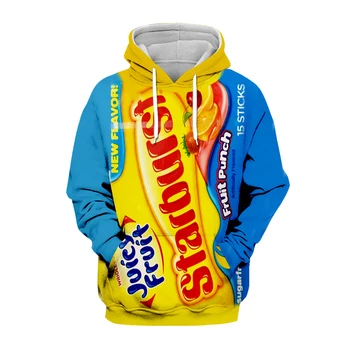Newest candy Snack bag chocolate sauce 3D Hoodies food Harajuku Men Women Long Sleeve PulloVer Hooded Sweatshirt Casual Brand-3