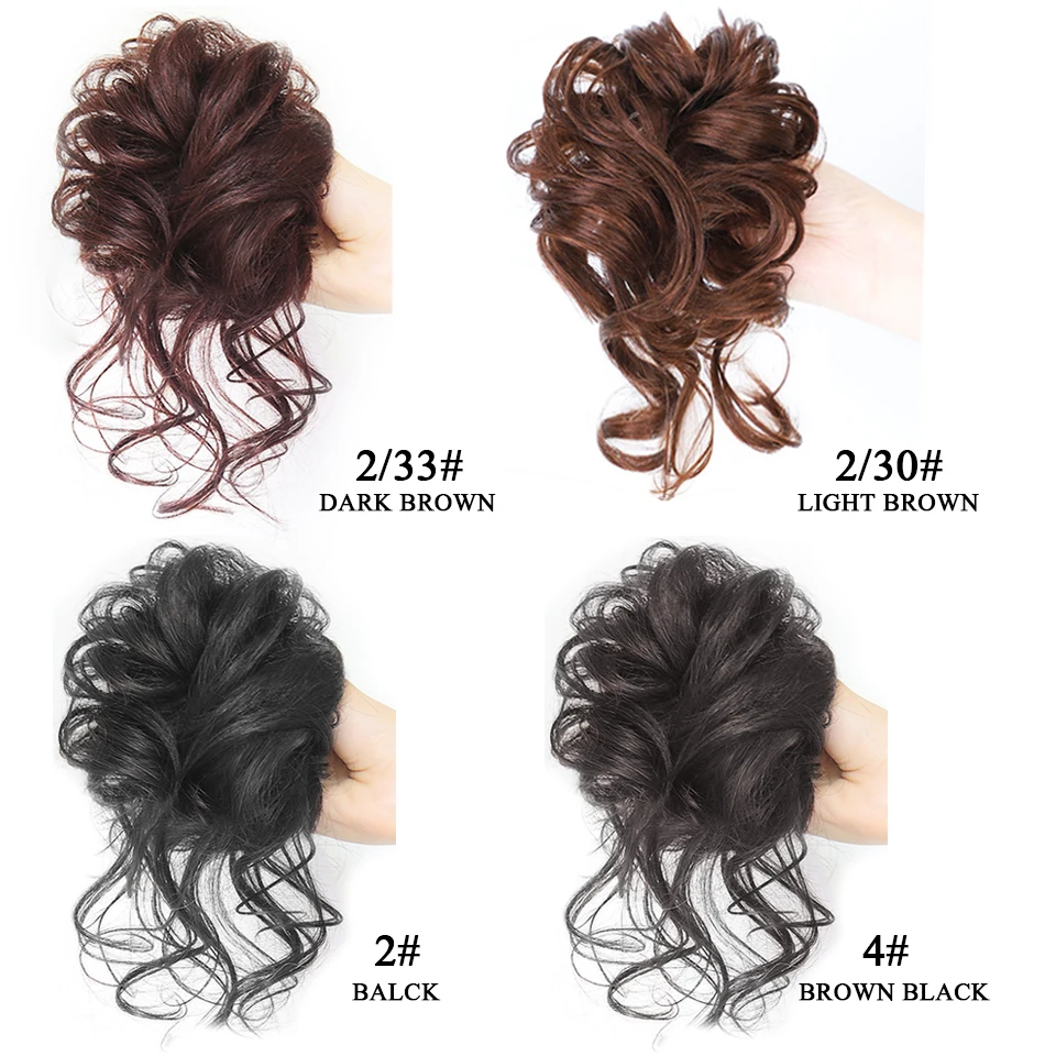 HUAYA Synthetic Curly Donut Chignon With Elastic Band Scrunchies Messy Hair Bun Updo Hairpieces Extensions for Women