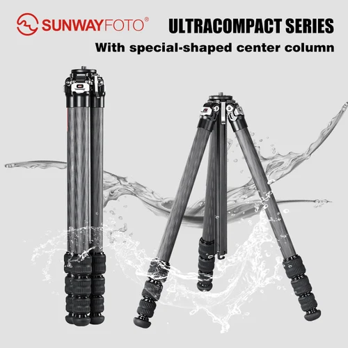 SUNWAYFOTO T2541CE 여행용 삼각대, 탄소 섬유 컴팩트 라이트, 휴대용 전문 삼각대 DSLR 카메라, 방수, 26.5lb 하중