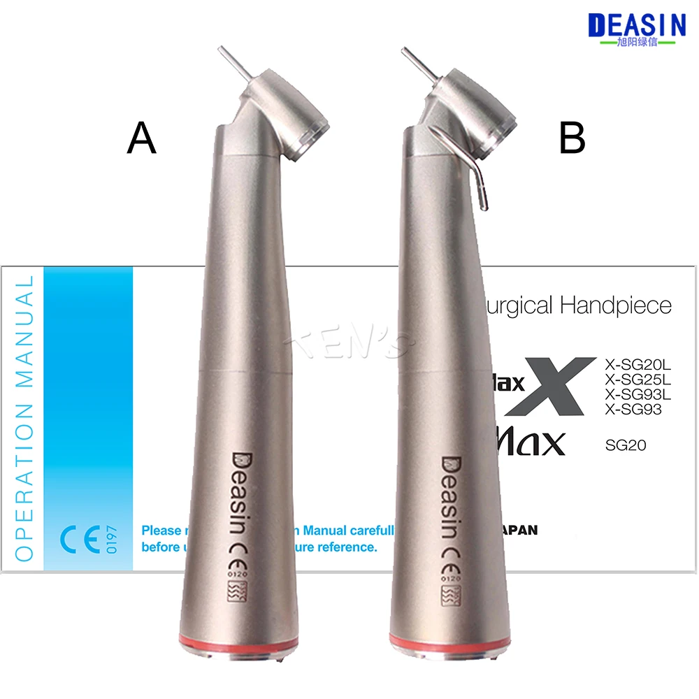 New Dental DEASIN 45 Degree Head Surgical Handpiece 1:4.2 Red Ring Increasing Low Speed Air Turbine Led Contra Angle Handpiece