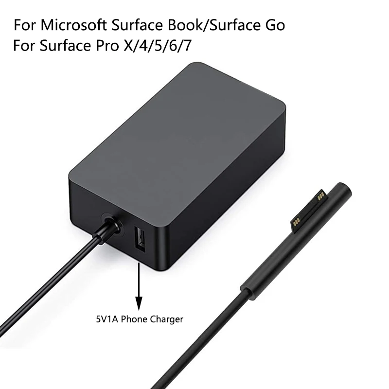 Microsoft Surface Pro X Pro 4 Pro 5 Pro 6 Pro 7 용 15V 4A 65W 충전기 Surface Go 1/2 5V 1A 용 책 Ac 전원 어댑터, Microsoft Surface Pro 4 Pro 5 Pro 6 Pro 7 용 충전기