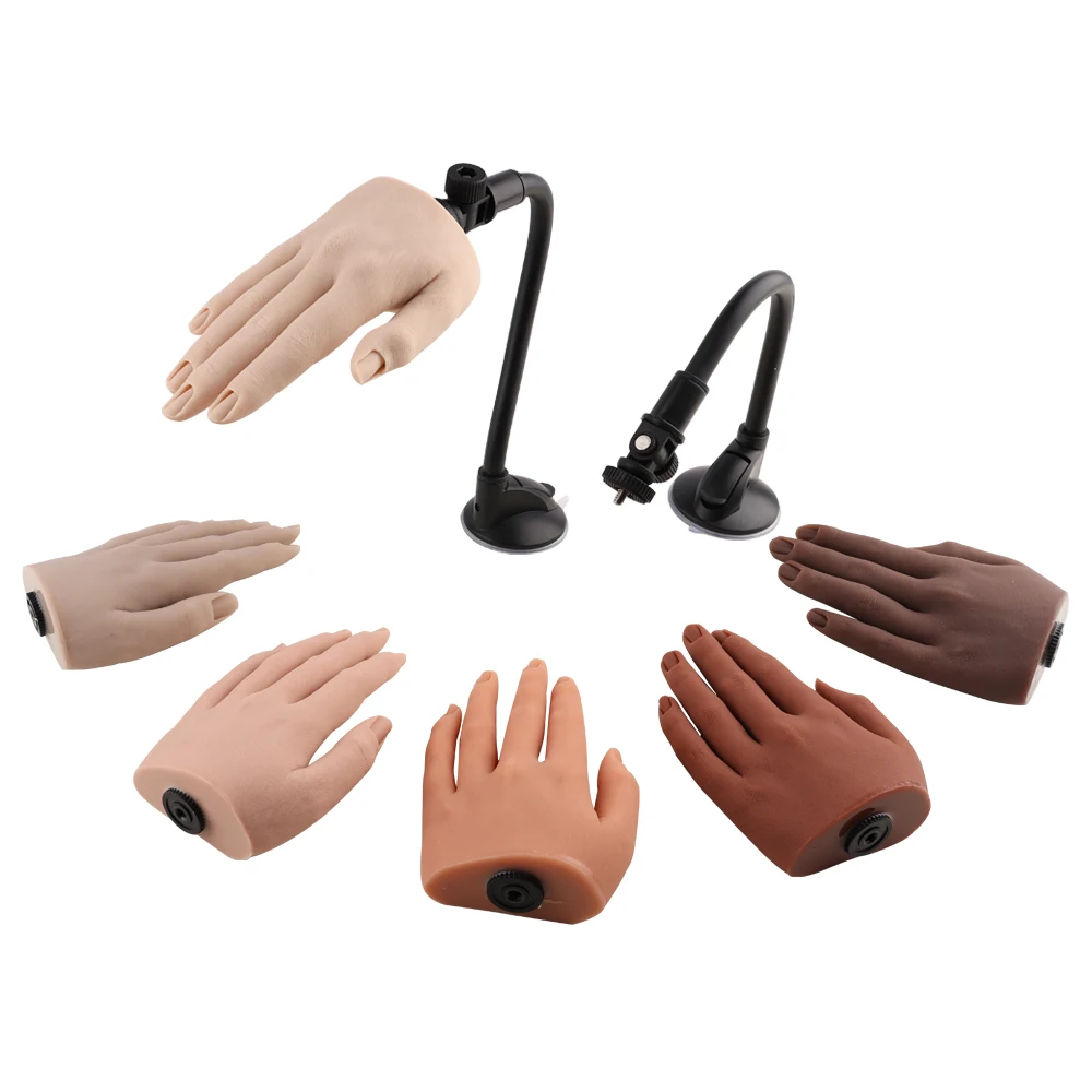 

Nail Art Practice Hand with Stand with Tips Adult Mannequin with Flexible Finger Adjustment Display Model Moveable Nails