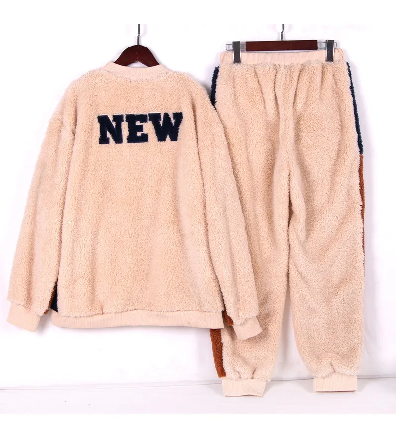 Sleepwear Two-piece for 2020 Autumn and Winter Thick Long-sleeve Trousers Home Suit Pajamas Loose and Comfortable Couple Pajamas