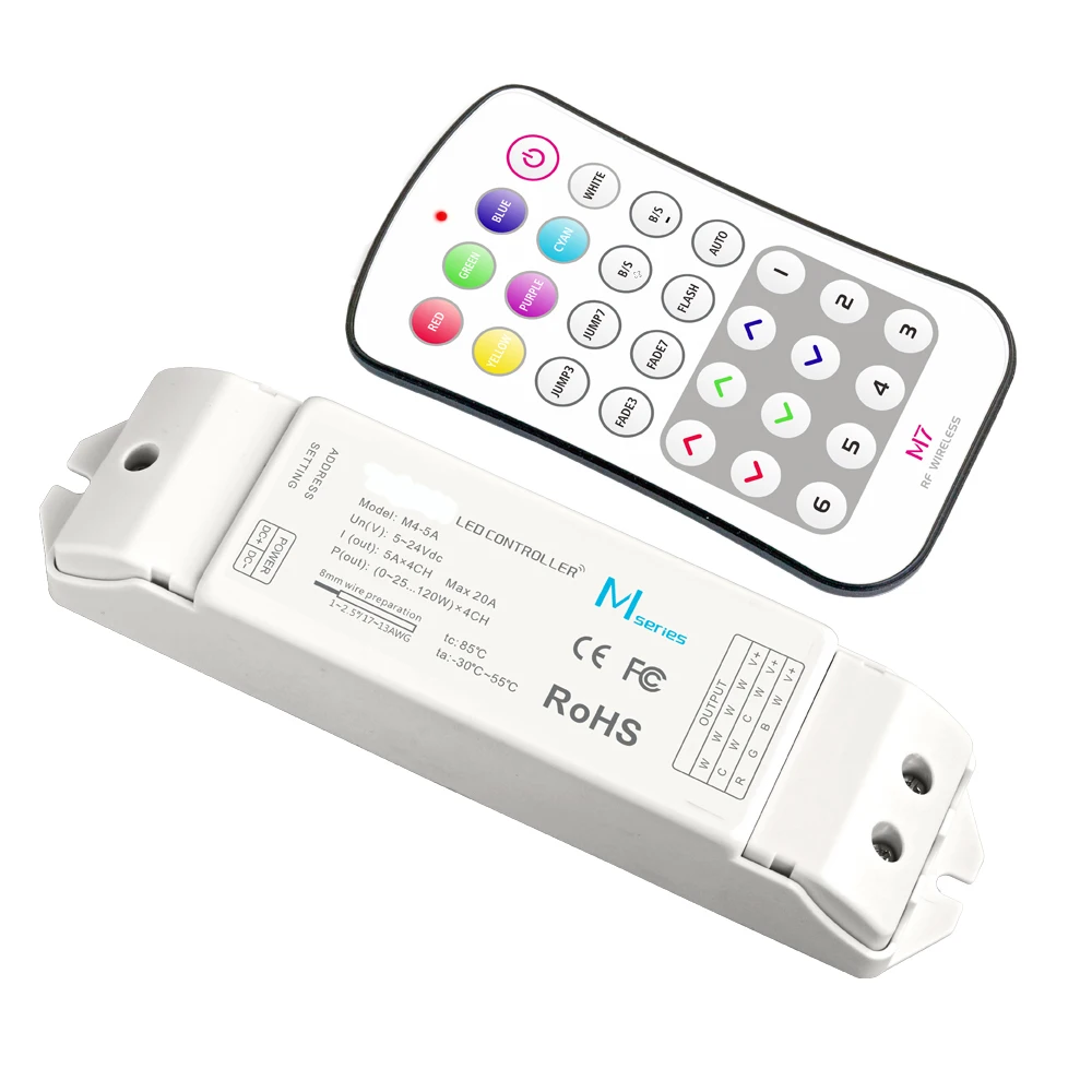 

LTECH New Led RGB Strip Controller M3 M6 M7 RF Wireless Touch Remote;DC 5V~24V 5Ax4CH 20A Output for 5050/3528 Strip Use