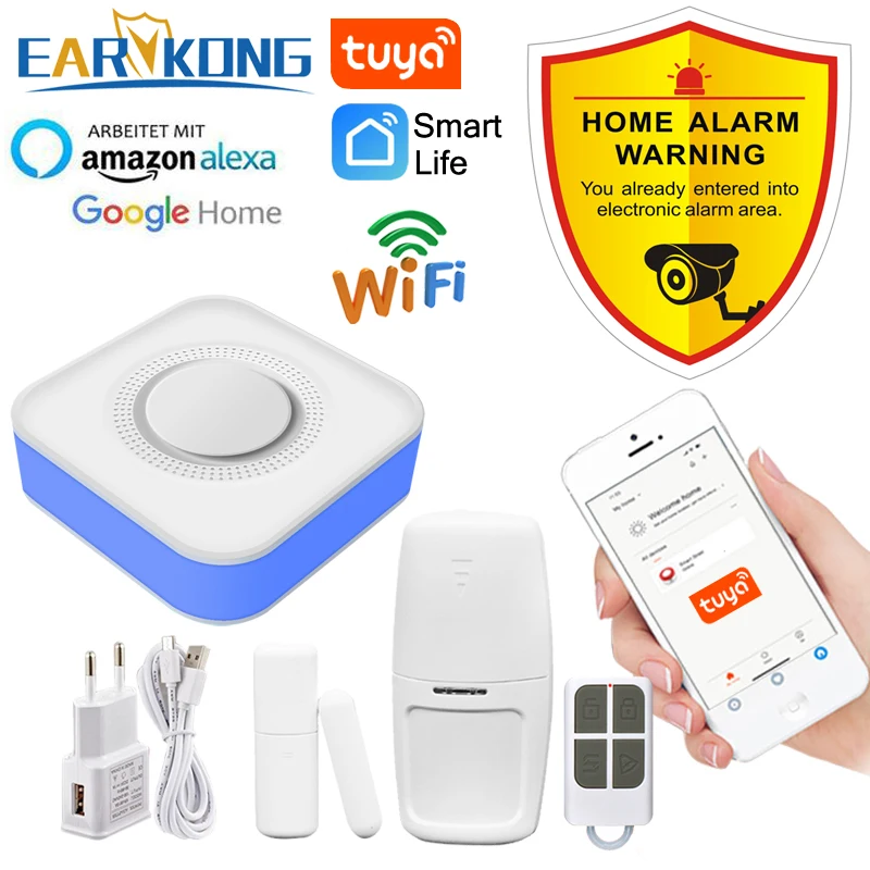 Tuya Smart WiFi Home Security Alarm System 433MHz Wireless Strobe Siren App Control Compatible Alexa Google