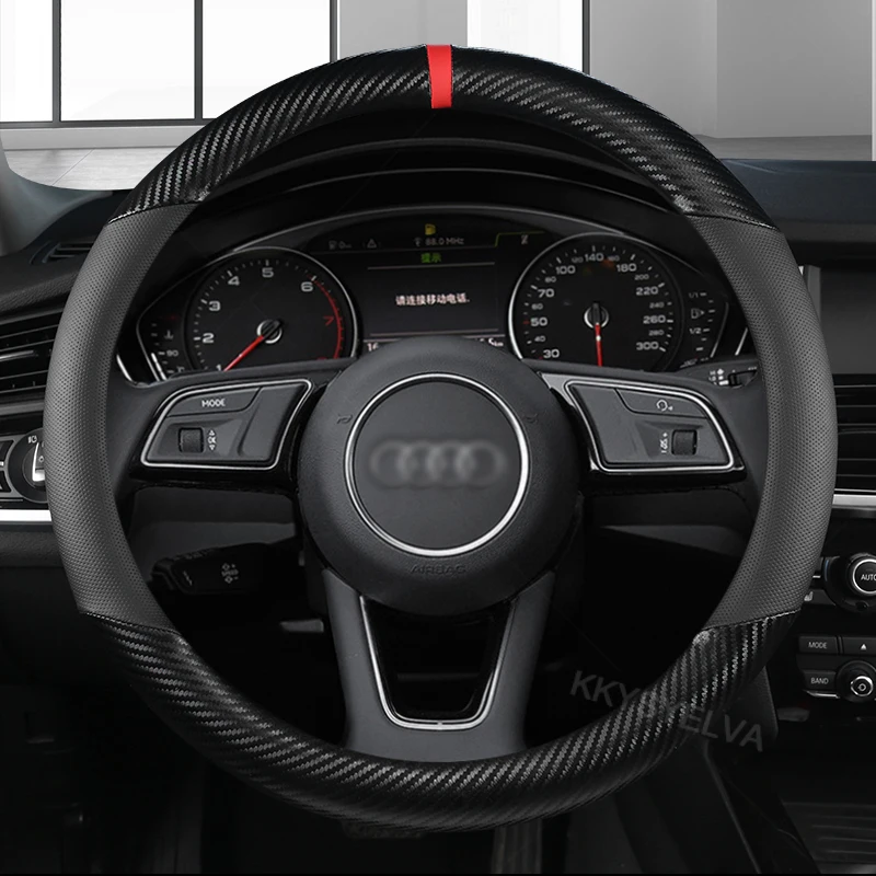 

Carbon Fiber Leather Car Steering Wheel Cover 38cm For Audi A1 A3 A4 A5 A6 A7 A8 Q2 Q3 Q5 Q7 Q8 S4 S3 S5 S6 S8 RS6 RS4