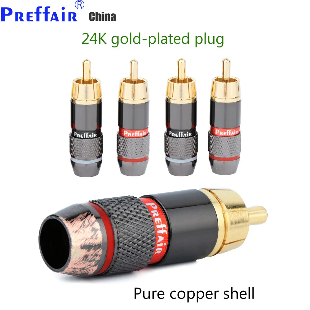 4pcs preffair r1733/rf1300 hifi rca stecker vergoldet männlich/weiblich doppelt selbstsicher nde lotus draht anschlüsse audio adapter – Detail 4