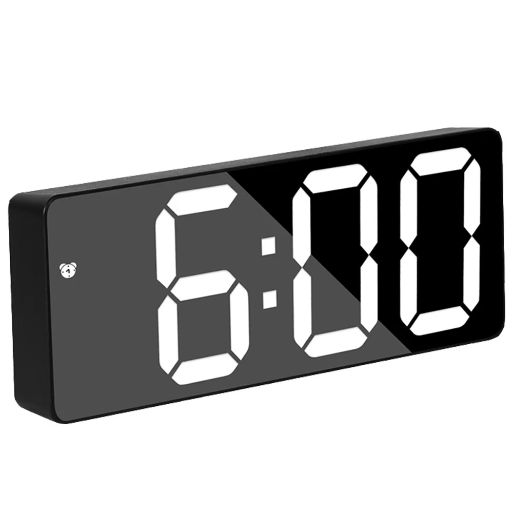 LED Digital Clock Voice Control Snooze Home Decorations Voice Control Time Temperature Display Acrylic/Mirror Alarm Clock