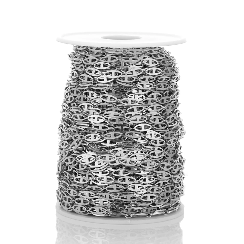 1 Meter Edelstahl-Oval-Flachketten für DIY-Schmuckherstellung, Vintage-Armband, Damen-Halskette, Zubehör und Materialien – Detail 5