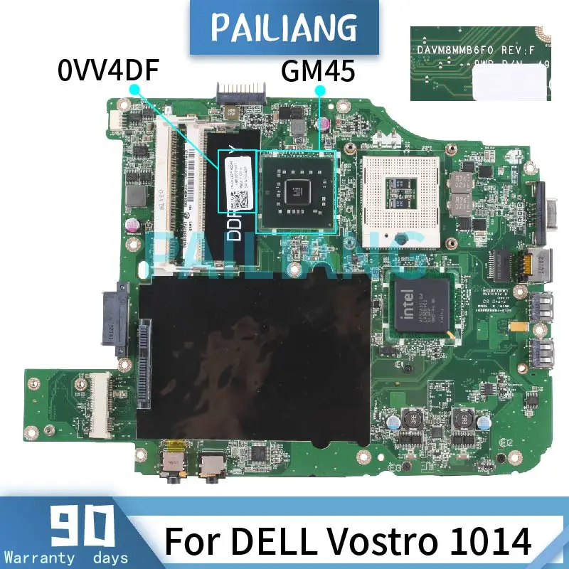 Imagem -01 - Placa-mãe Parpailiang para Computador Portátil Dell Vostro 1014 Placa Mãe 0v4df Gm45 Ddr2 Testada
