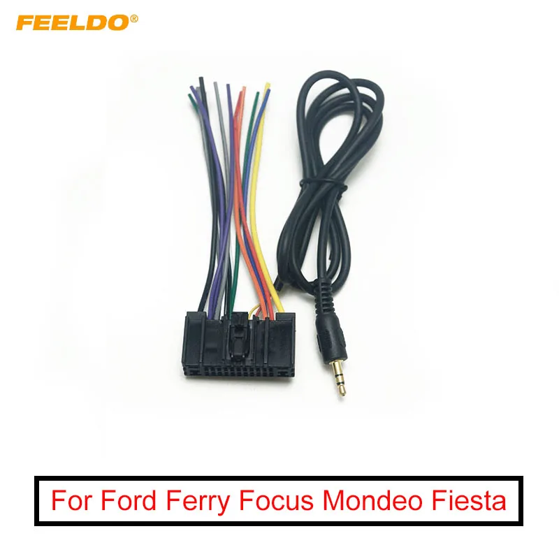 

FEELDO Car Radio Wiring Harness Audio Stereo Wire Adapter for Ford Ferry Focus Mondeo Fiesta 3.5mm AUX Wiring Plug