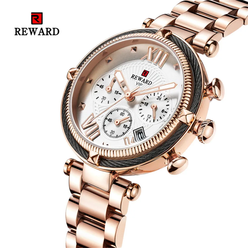 REWARD 2021 New Gold Watch Women Watches Ladies 3 ATM Waterproof Steel Women's Bracelet Watches Female Clock Relogio Feminino