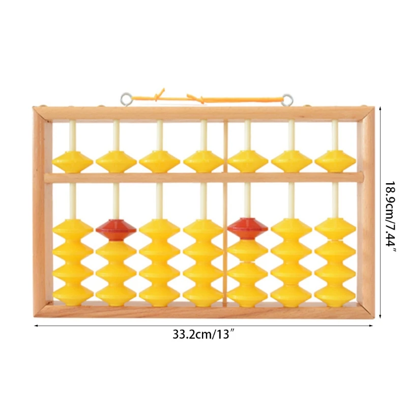 7 Column Non-Slip Hanging Wooden Abacus Chinese Soroban Educational Tool Mathmetic Calculator for Student Teacher