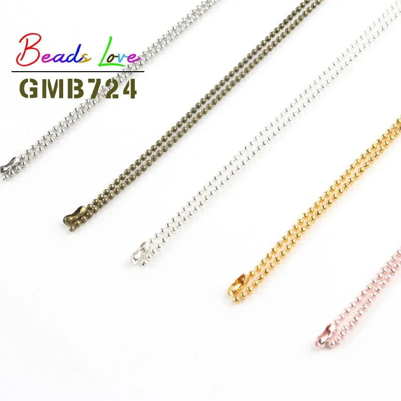 10pcs/lot 1.5MM Ball Bead Chains Fits Key Chain/Dolls/Label Hand Tag Connector For DIY Necklace Jewelry Making Findings 60cm