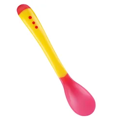 3 colors of temperature sensing spoon, suitable for children's silicone head feeding baby spoon heat sensitive baby tableware