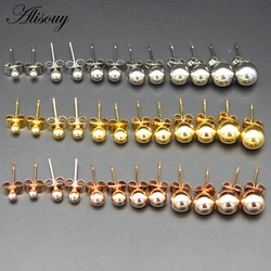 1 pair Unisex Stainless STEEL PLAIN Round BALL EAR STUDS Upper Ear Stud Earrings 3 -8mm Piercing Jewelry