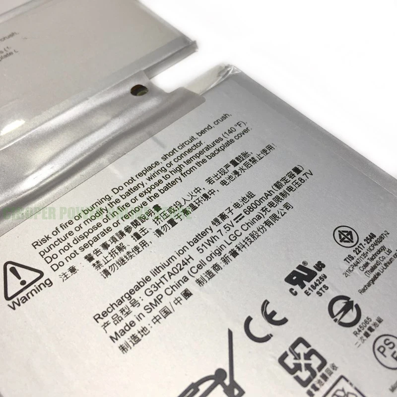 CP Table Battery G3HTA024H 7.5V/51WH/6800mAh G3HTA023H G3HTA021H G3HTA048H For Surface Book Gen1 Gen2 13.5 Inch 1703 1704 1705