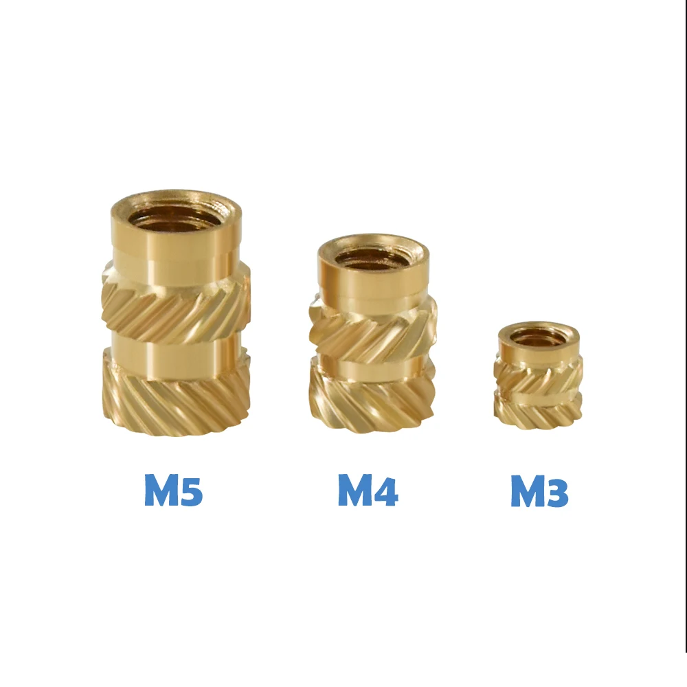 Brass Hot Melt Inset Nuts Heating Molding Copper Thread Inserts Nut SL-type Double Twill Knurled Injection Nut M3 M4 M5