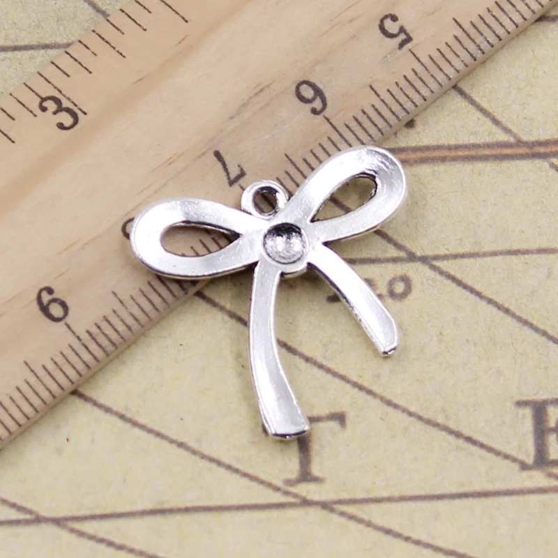 20pcs Charms Bowknot Bow 25x24mm Tibetan Bronze Silver Color Pendants Antique Jewelry Making DIY Handmade Craft