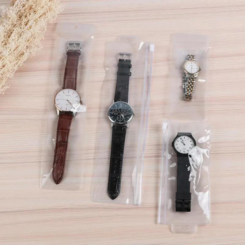 100pcs Fashion Transparent Plastic Watch Band Packing Bag Jewelry Cosmetic Makeup Tool Packaging Pouches