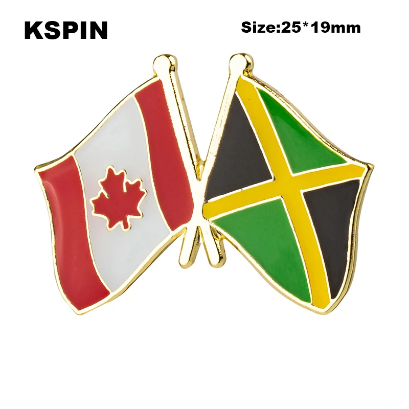 Canada & Jamaica Flag Badge Flag Brooch National Flag Lapel Pin International Travel Pins