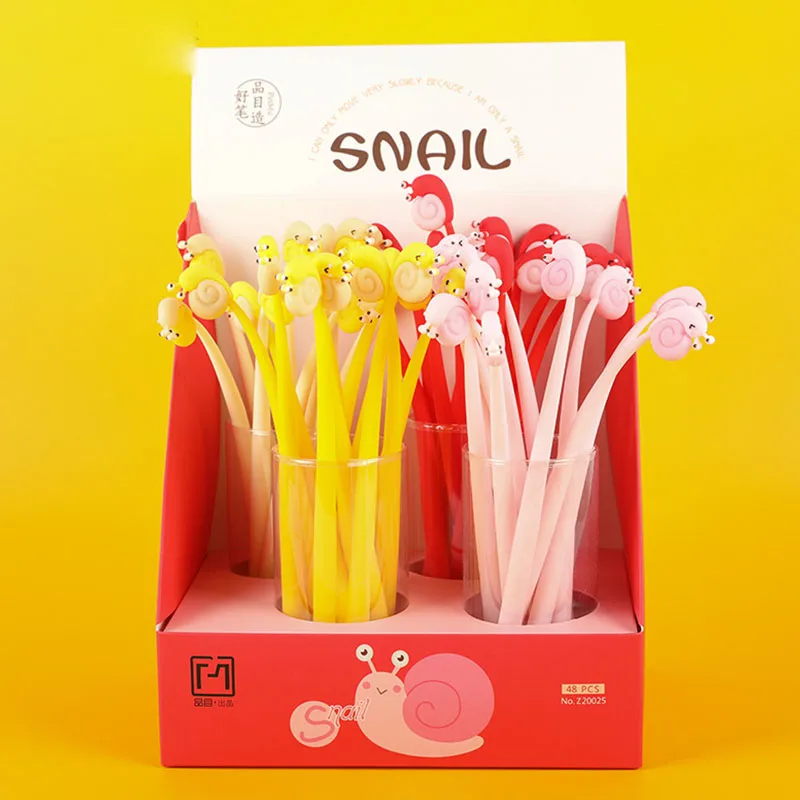 

24 pcs/lot Creative Snails Gel Pen Cute 0.5 mm black ink Signature Pen School Office writing Supplies Promotional Gift