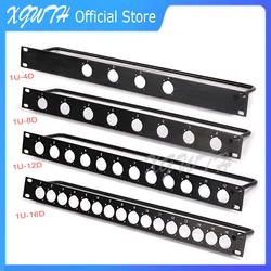 1U Rack Patch Panel 4 8 12 16 Way Channel Flight Case Mount For XLR Connecctor Male Female Speaker Audio Cable Plug Socket 19in