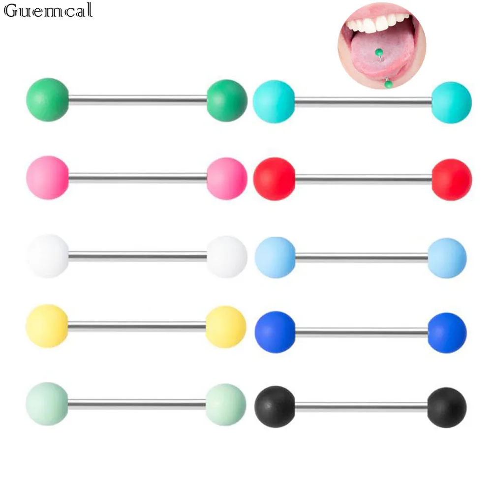 

Guemcal 10pc Stainless Steel Nail Tongue Ring Color Frosted Tongue Nail Sexy Breast Nail Barbell Ear Bone Nail Piercing Jewelry