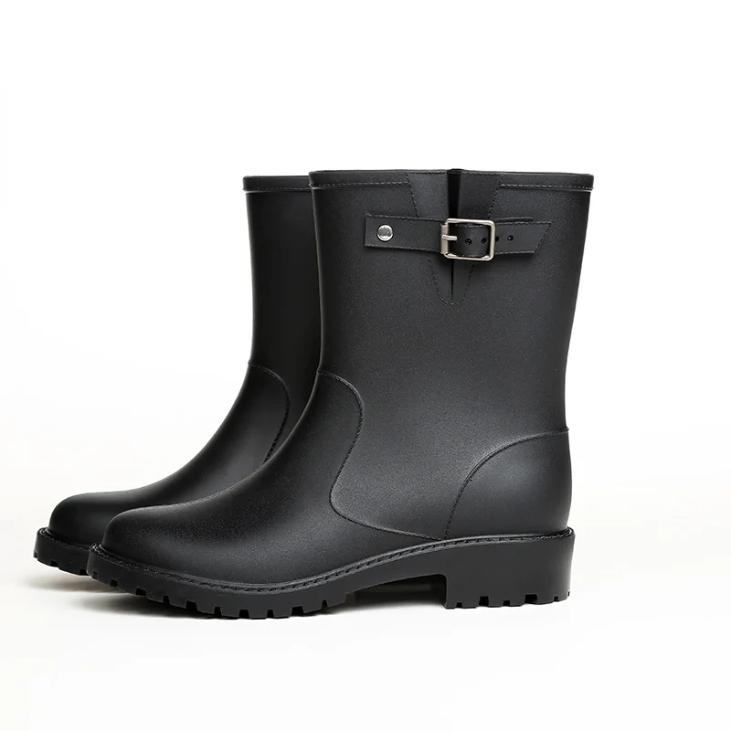 New Black Fashion PVC Rain Boots Women Gumboots  Shoes Waterproof Galoshes PVC Women's Rain Shoes